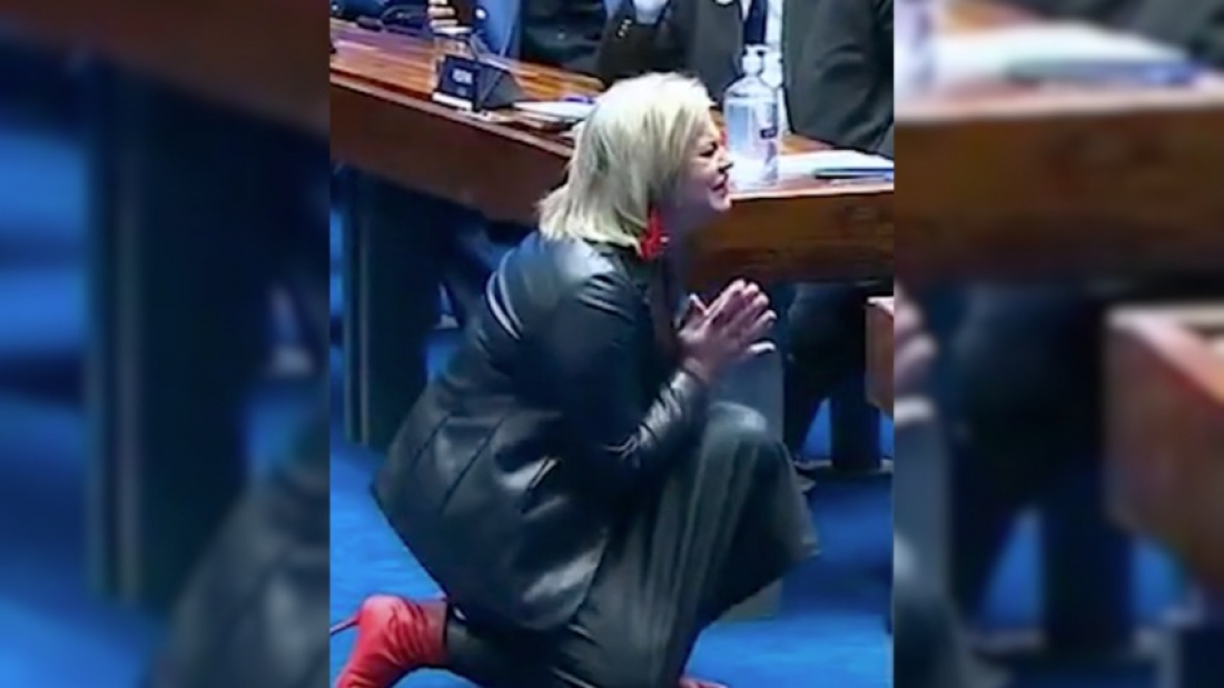Brasil: mulher encena feto chorando durante debate no Senado