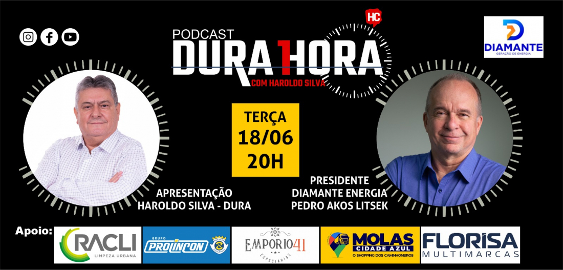 Podcast Dura 1 Hora recebe o presidente da Diamante Energia Pedro Litsek