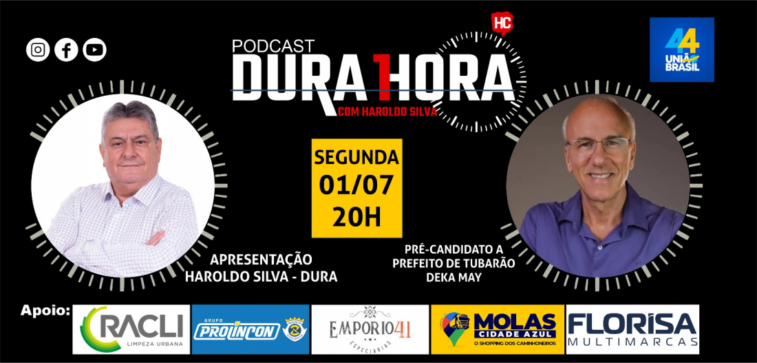 Pré-candidato a prefeito, Deka May é o entrevistado do Podcast Dura 1 Hora desta segunda-feira, 1