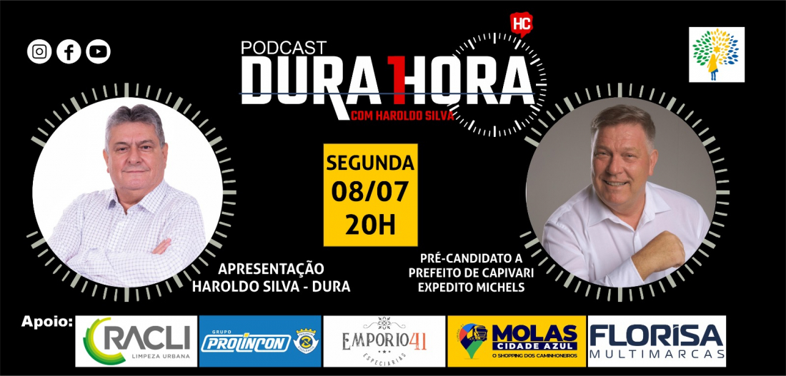 Pré-candidato a prefeito, Expedito Michels é o entrevistado do Podcast Dura 1 Hora desta segunda-feira, 8