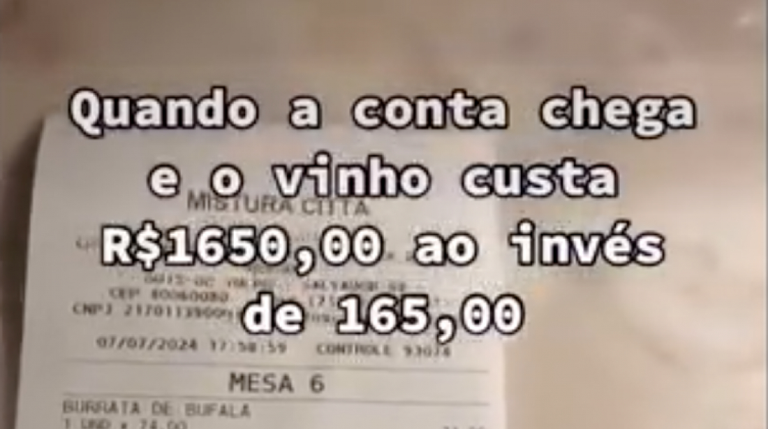 Amigos pedem vinho de R$ 1.650 achando que custava R$ 165 e viralizam ao postar conta de restaurante; assista