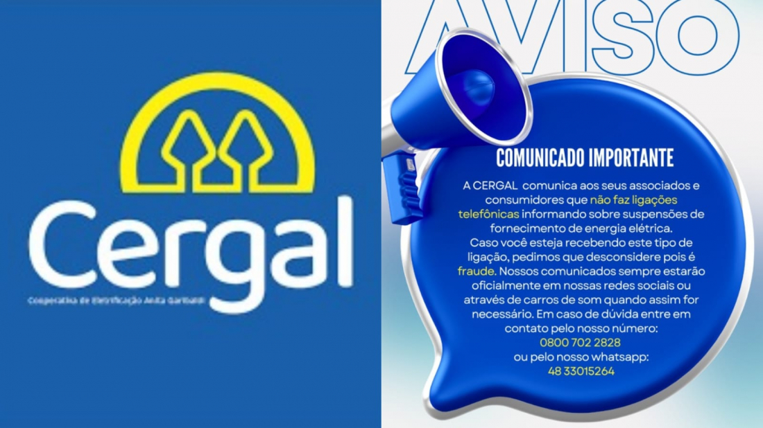 Cergal alerta para golpes de falsa cobrança de débitos