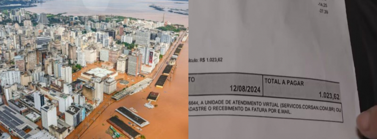 Conta de água de atingidos por enchente no RS chega a R$ 1 mil