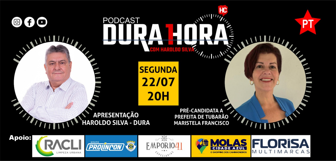 Pré-candidata a prefeita, Maristela Francisco é a entrevistada do Podcast Dura 1 Hora desta segunda-feira, 22