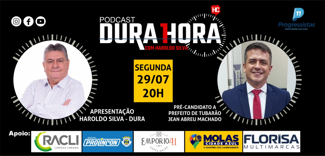 É hoje! Pré-candidato Dr. Jean Abreu é o convidado do podcast Dura 1 Hora desta segunda-feira (29)