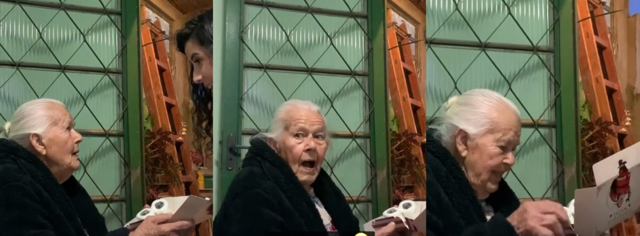 Reação emocionante de bisavó de 93 anos a anúncio de gravidez viraliza