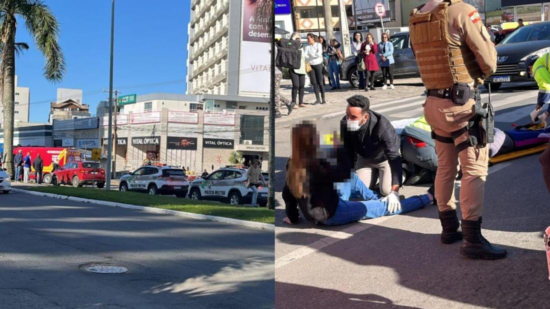 Mãs e filha são atropeladas em faixa de pedestres no centro de Tubarão