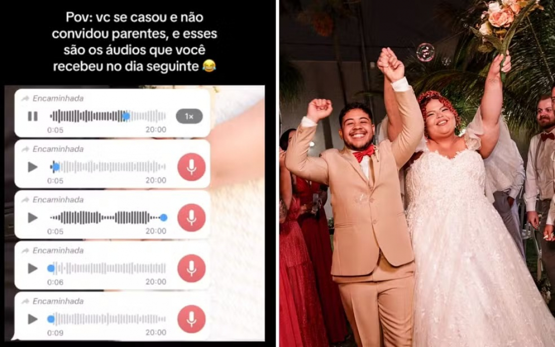Noiva faz casamento sem chamar parentes e áudios de familiares revoltados viralizam