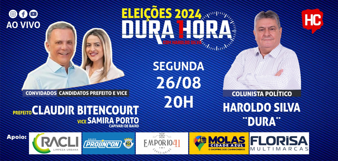 Candidatos em Capivari, Claudir Bitencourt e Samira Porto são os convidados do Podcast Dura 1 Hora desta segunda-feira, 26