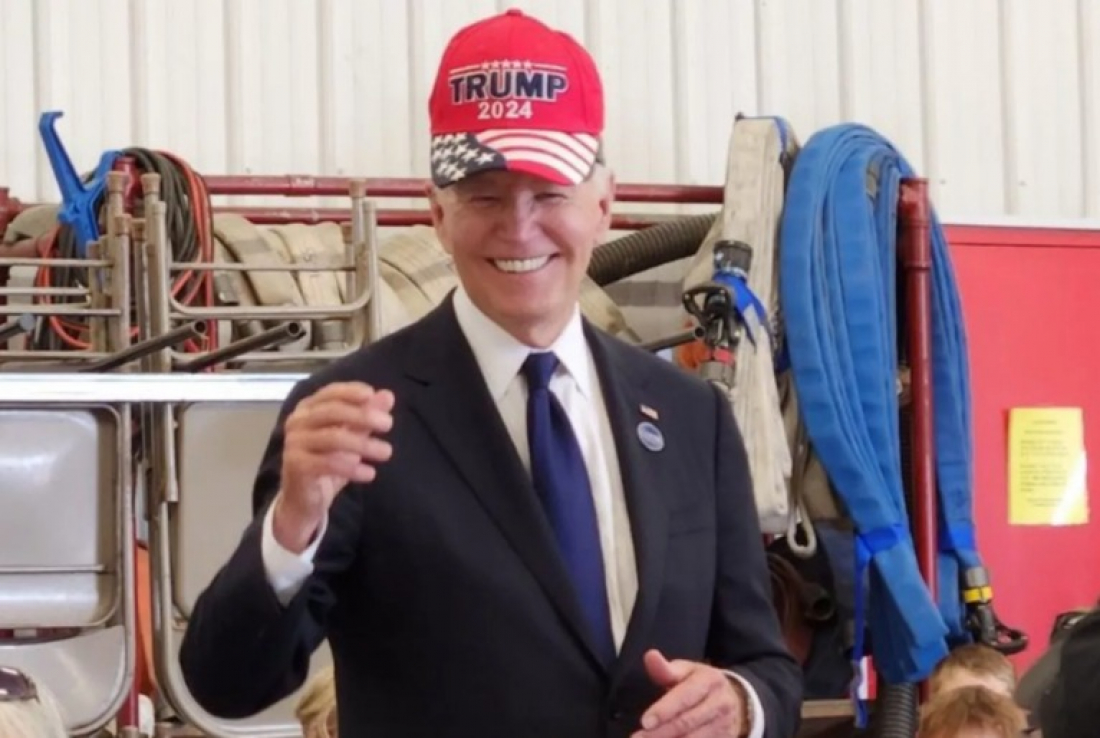 Joe Biden é fotografado usando boné em apoio a Donald Trump