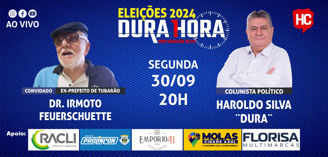 Ex-prefeito de Tubarão, Dr. Irmotto Feuerschuette é o convidado do Dura 1 Hora dessta segunda (30)