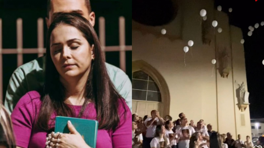 (Vídeo) Bel, assassinada em Gravatal, é homenageada com soltura de balões brancos em Tubarão