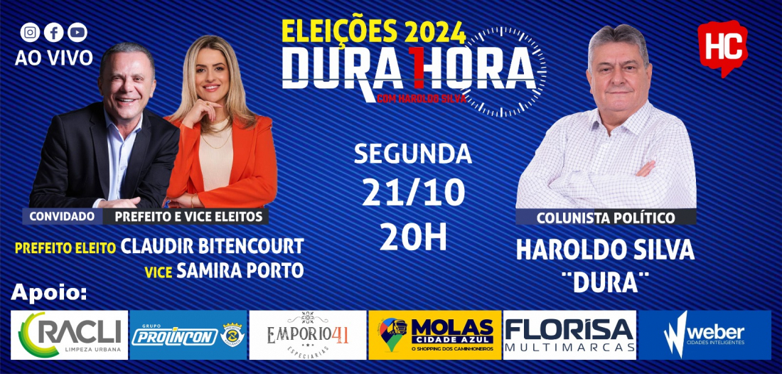 Prefeito e vice eleitos em Capivari de Baixo serão entrevistados no Podcast Dura 1 Hora nesta segunda-feira, 21