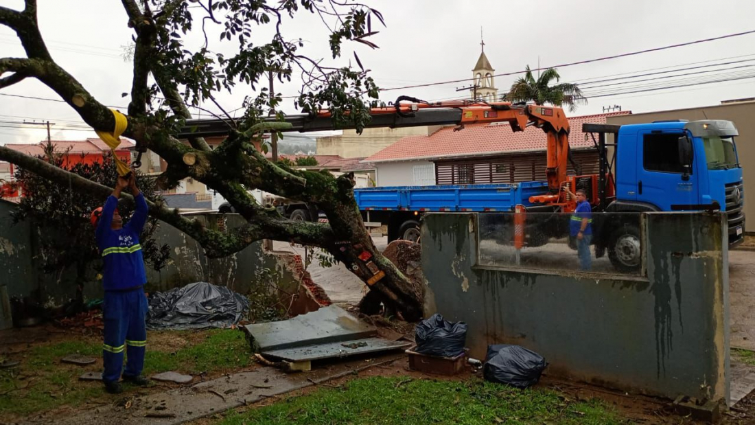 Defesa Civil de Tubarão divulga balanço de estragos causados por fortes ventos