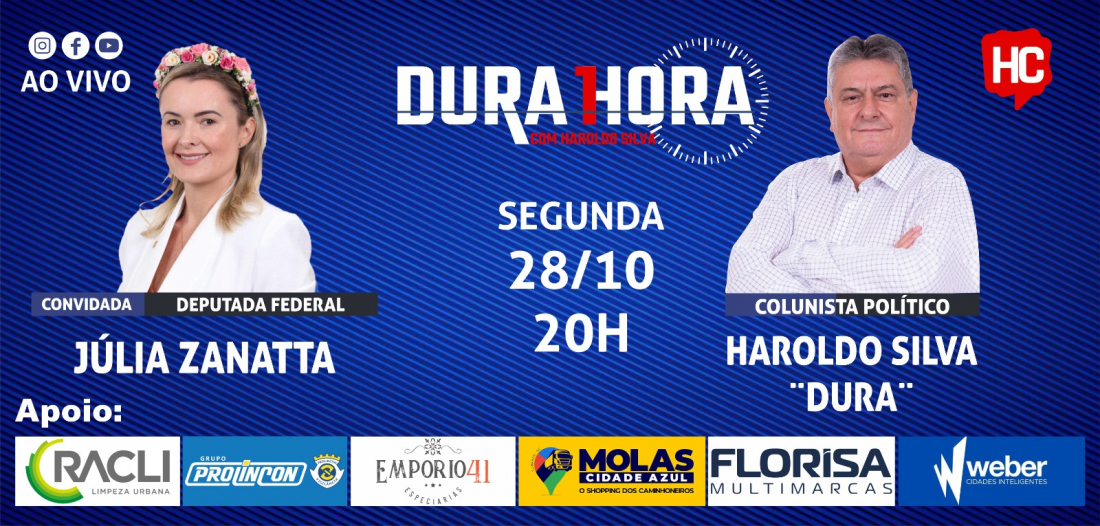 Deputada Federal Júlia Zanatta é a convidada do Podcast Dura 1 Hora nesta segunda-feira, 28