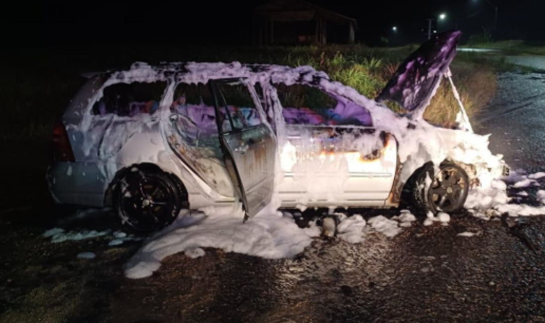 Incêndio em veículo é registrado na SC-100 em Jaguaruna