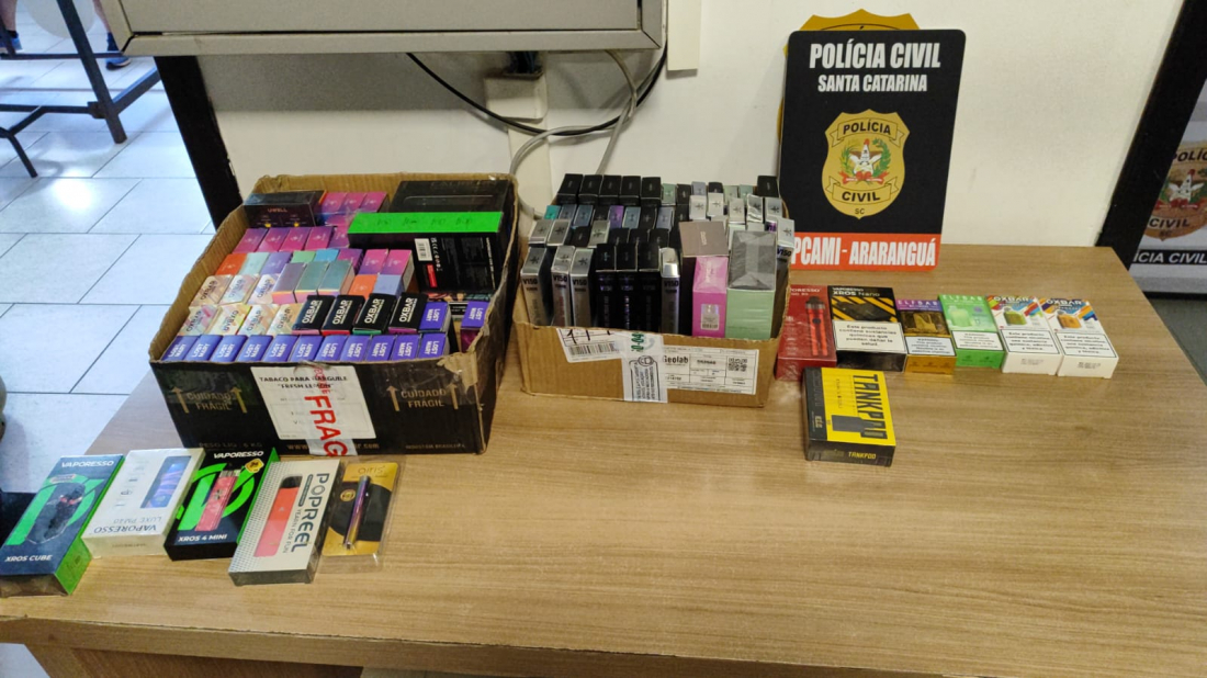 Fiscalização apreende cigarros eletrônicos em estabelecimento comercial no Sul de SC