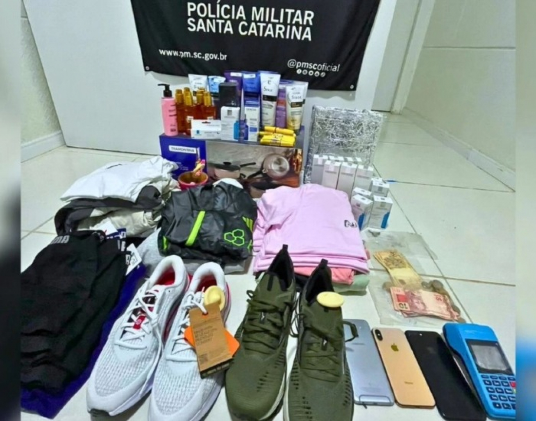 Trio investigado por crimes em Tubarão é preso com R$ 10 mil em mercadorias furtadas