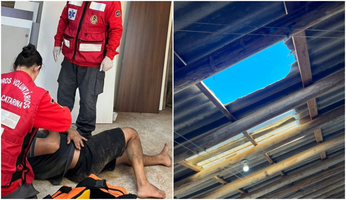 Homem sofre queda de telhado e é encaminhado ao hospital em Jaguaruna