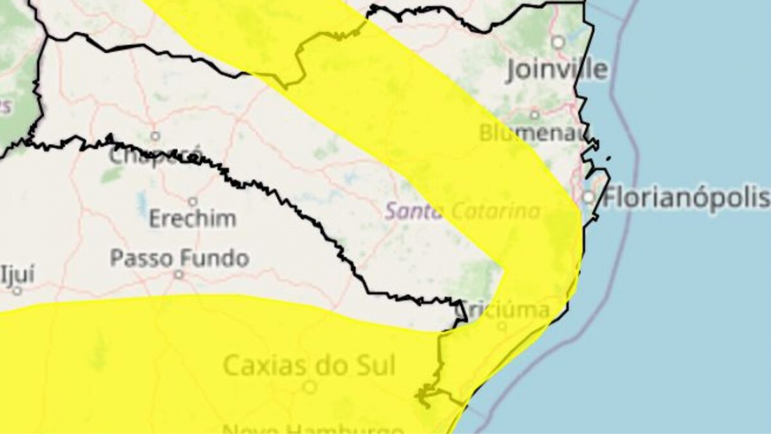 Santa Catarina em alerta para tempestades e granizo nesta quinta-feira, 28