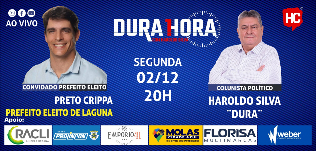 Prefeito eleito em Laguna, Preto Crippa é o convidado do Podcast Dura 1 Hora nesta segunda-feira, 2