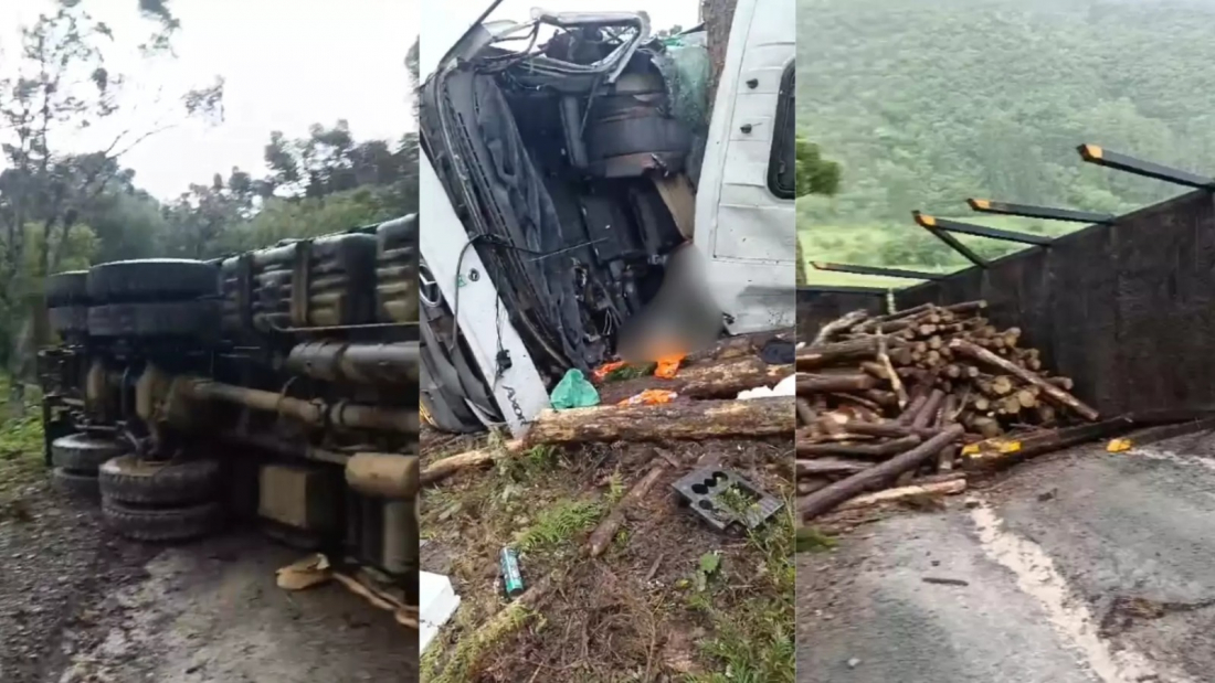 Motorista morre após tombamento de carreta na Serra Catarinense