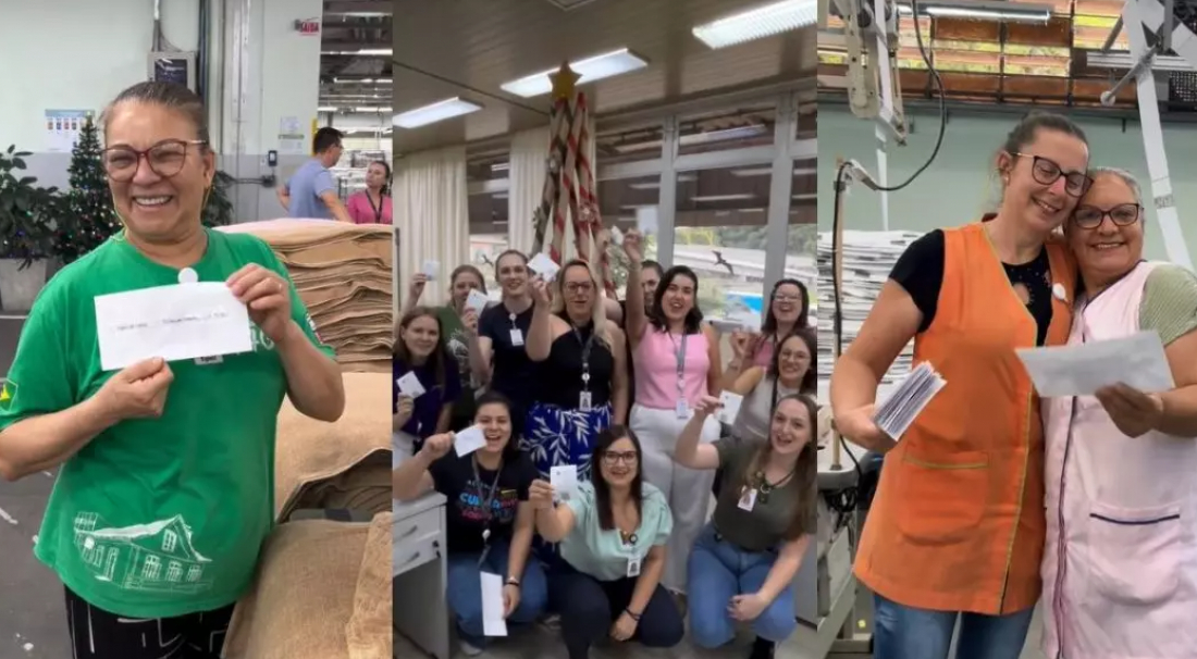 (Vídeo) Em SC: empresa distribui bilhetes da Mega-Sena da Virada a mais de 2,5 mil funcionários