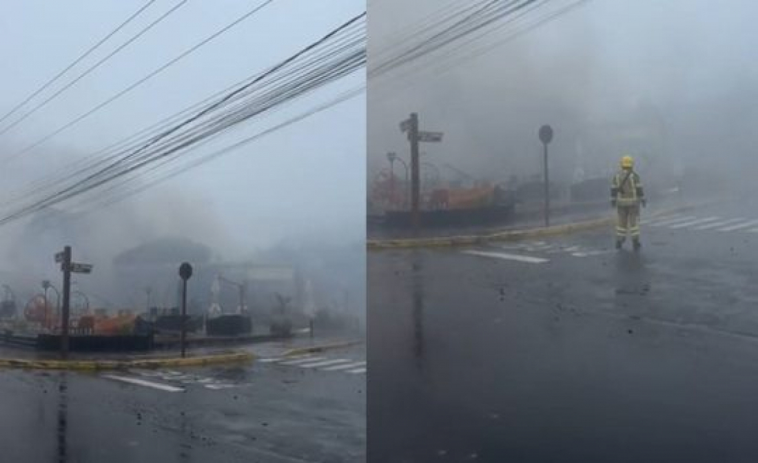 Avião cai em cima de loja no centro de Gramado