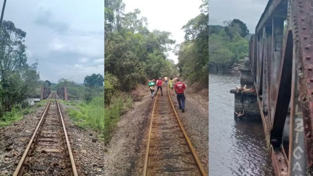 Em SC: jovem cai de ponte durante foto, e é salva pelo cadarço do namorado