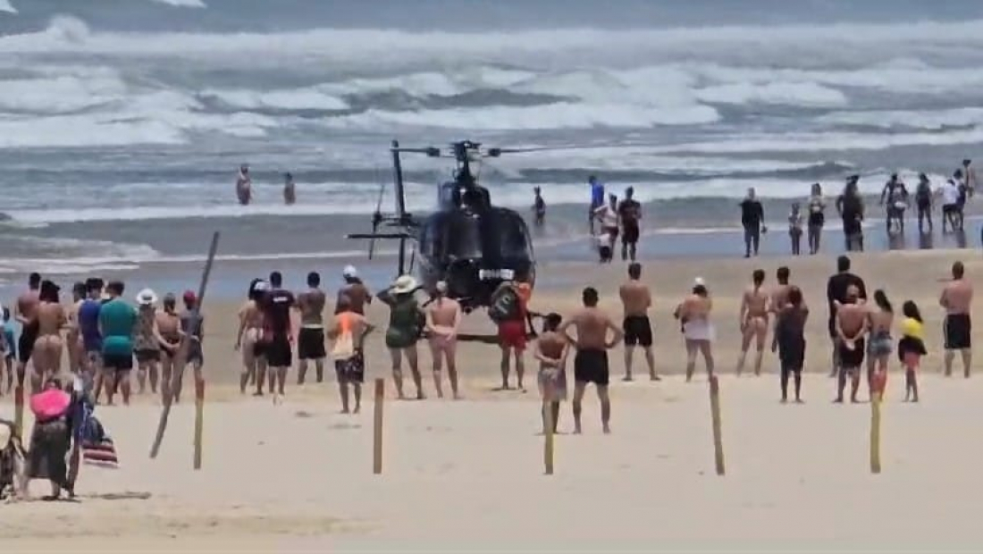 Homem de 38 anos é resgatado em estado grave após afogamento na Praia do Camacho, em Jaguaruna