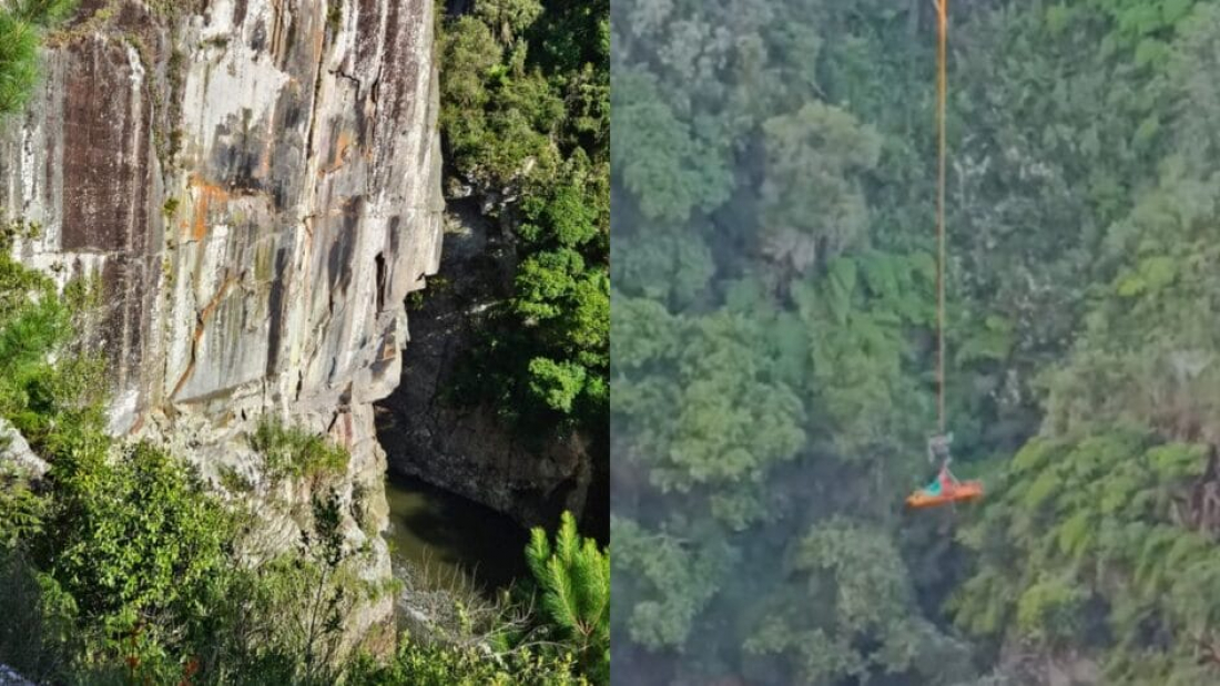 Entre paredões do canyon, helicóptero faz resgate emocionante na Garganta do Diabo em SC