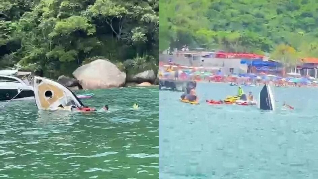 Lancha com sete pessoas a bordo naufraga em Balneário Camboriú