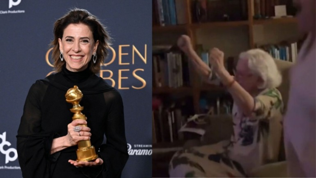 (Vídeo) Globo de Ouro: veja a reação de Fernanda Montenegro ao anúncio da premiação de Fernanda Torres 