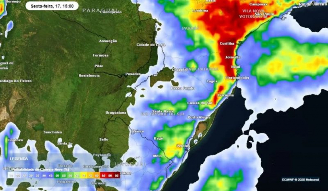 Novo padrão climático com 'rio atmosférico' trará temporais a Santa Catarina