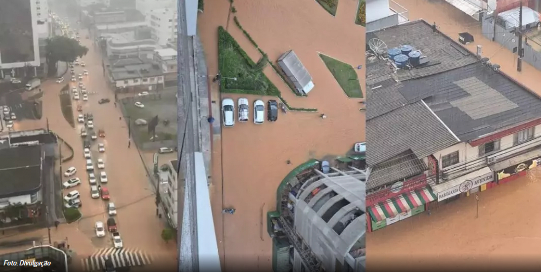 (Vídeo) 'A chuva desceu pra BC': Fortes chuvas inundam ruas de Balneário Camboriú, que fica em situação crítica