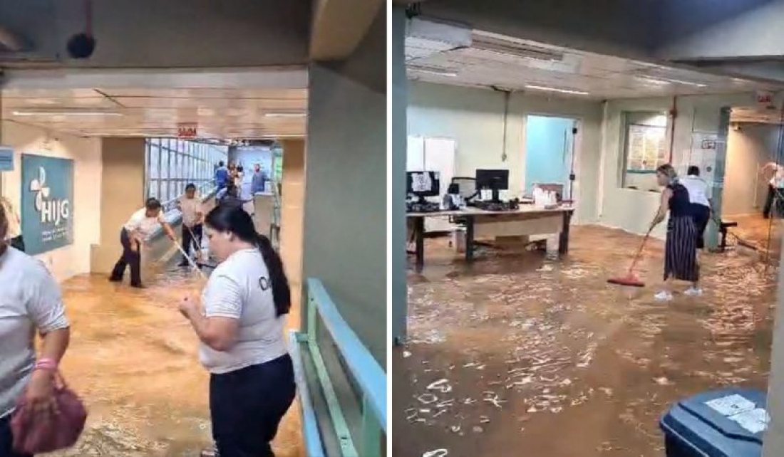 Água invade Hospital Infantil Joana de Gusmão e funcionários tentam conter alagamento