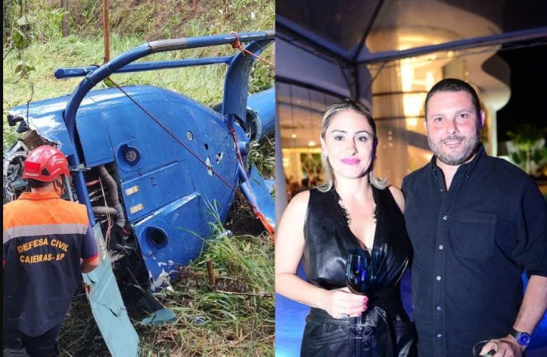 Helicóptero cai na Grande SP e duas pessoas morrem; uma criança e o piloto são resgatados com vida