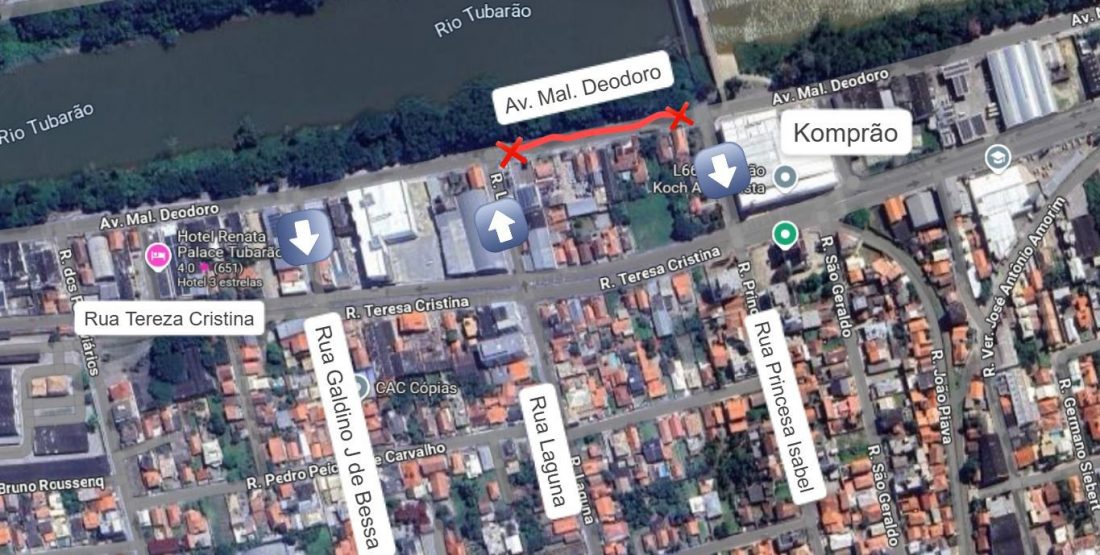 Trecho da avenida Marechal Deodoro terá fluxo interrompido no bairro Oficinas