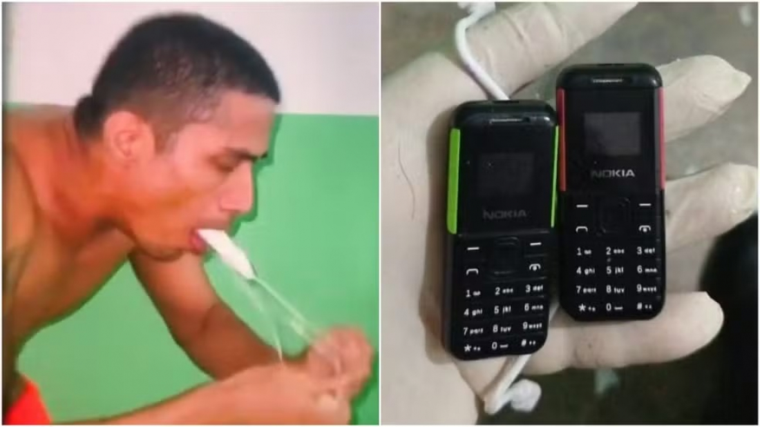 (VÍDEO) Detento é flagrado com celulares no estômago e vomita aparelhos em presídio
