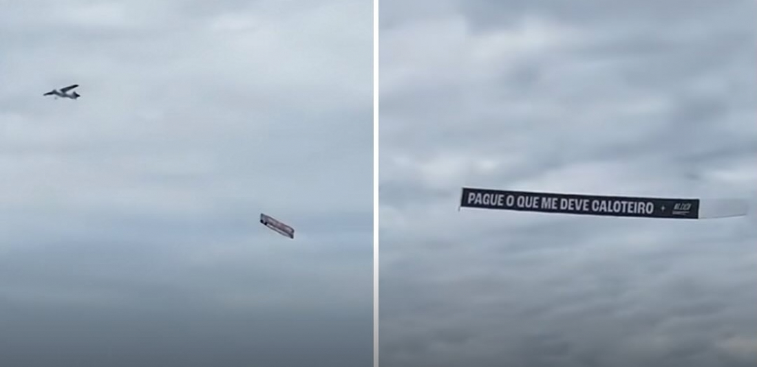 'Pague o que me deve, caloteiro': faixa no céu do RJ diverte internautas