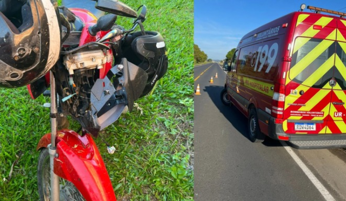 Motociclista e passageira ficam feridos após acidente em Jaguaruna