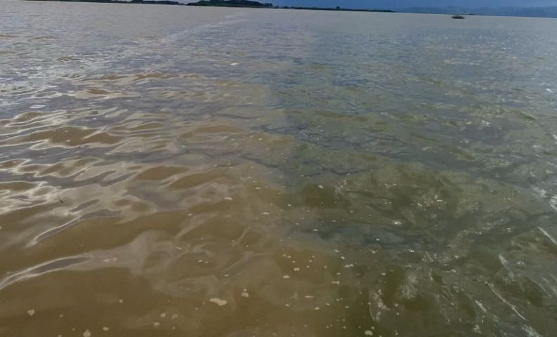 (Vídeo) Encontro das águas: Rio Tubarão cria divisão surpreendente de cores ao chegar em Laguna