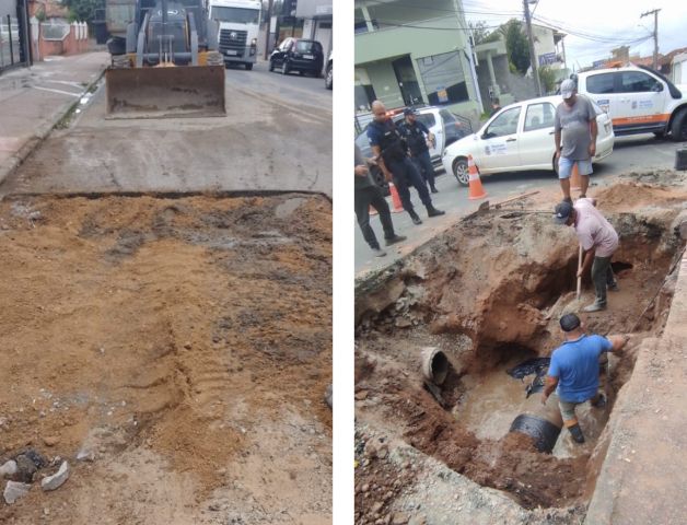 Vazamento de água compromete trecho da Rua Sílvio Búrigo em Tubarão 