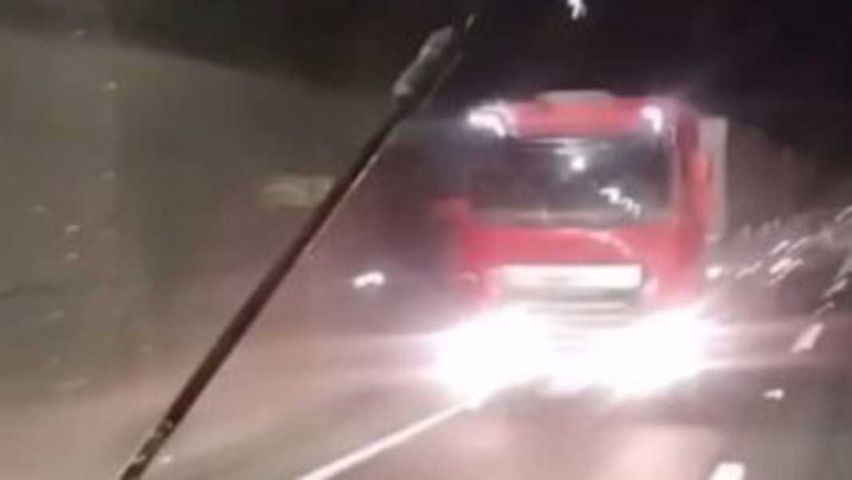 Motorista flagra carreta trafegando na contramão no Túnel do Morro do Boi