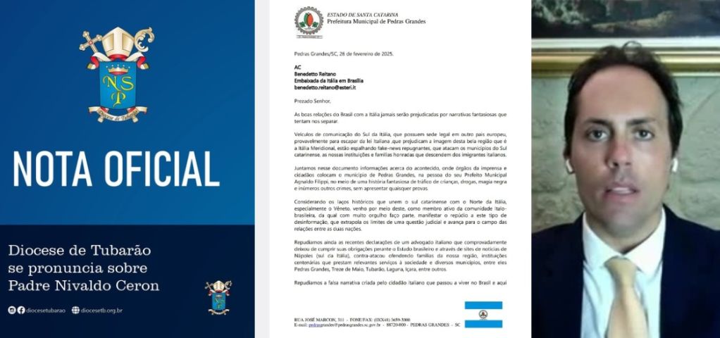 (VÍDEO) Prefeito de Pedras Grandes aciona Polícia Federal e Ministério da Justiça e diocese de Tubarão emite nota defendendo padre Nivaldo Ceron após polêmica com cidadão italiano