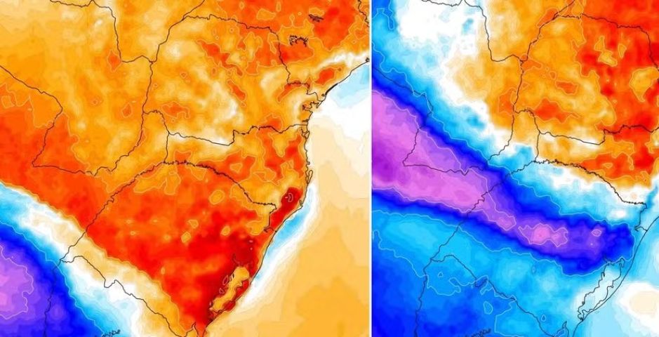 Sul do Brasil: frente fria pode derrubar temperatura de 40ºC para 10ºC em apenas 36 horas