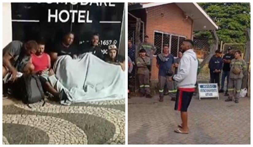 (Vídeo) Trabalhadores protestam contra empresa de Tubarão após colegas demitidos dormirem na rua