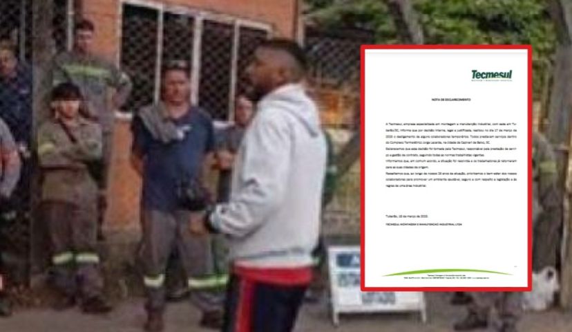 Empresa se manifesta após protesto de trabalhadores demitidos em Capivari de Baixo  