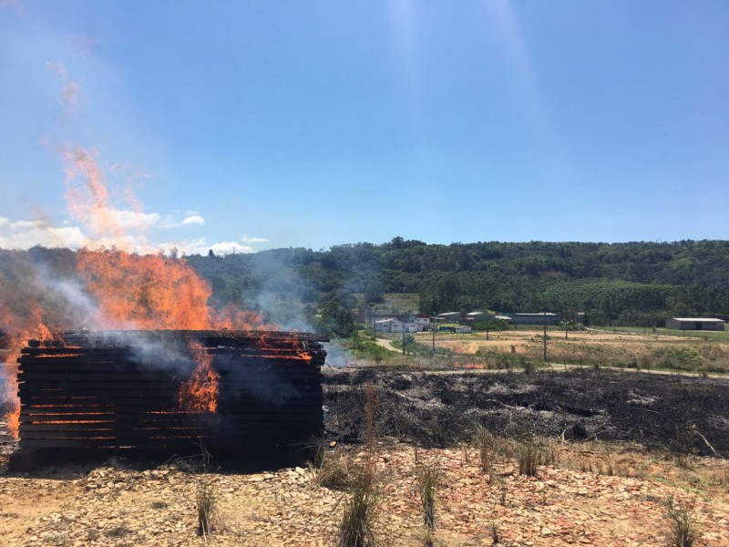 Madeireira é atingida por incêndio em Siderópolis