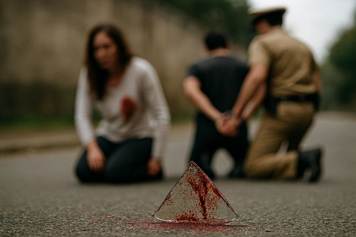 Homem com histórico de homicídio e fuga é preso por tentar matar esposa e ferir policial com caco de vidro